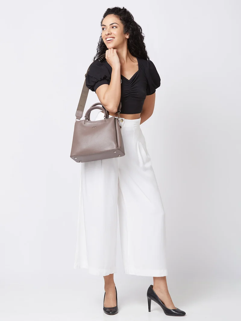 globus  Globus Women Dark Grey Textured Casual Handheld Bag  | Best Price UAE